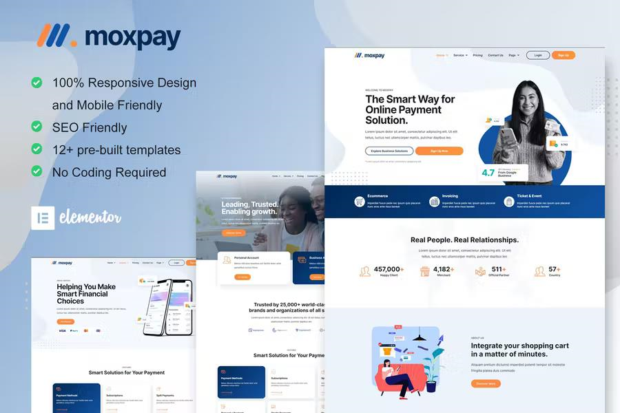 MOXPAY – ONLINE PAYMENT GATEWAY ELEMENTOR TEMPLATE KIT